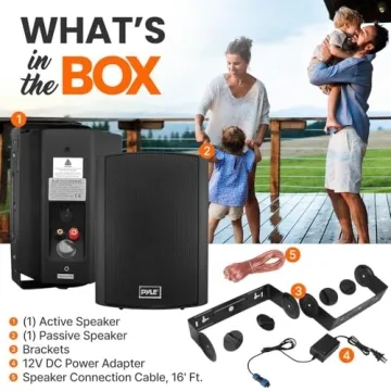 Pyle Waterproof Wall Mount Speaker System - Bluetooth