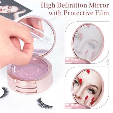 Buqikma Circle Eyelash Box with Mirror for Travel