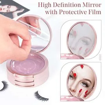 Buqikma Circle Eyelash Box with Mirror for Travel