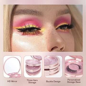 Buqikma Circle Eyelash Box with Mirror for Travel