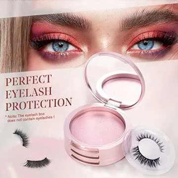 Buqikma Circle Eyelash Box with Mirror for Travel