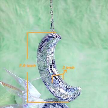 RGZOCT Disco Ball Moon Hanging Disco Ball 8 inch Silver Stage Mirror Balls Funky Home Decor for Part...