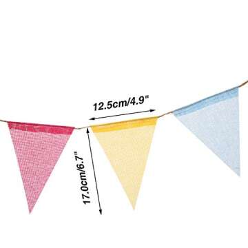 Boao 48 Pieces 4.9 x 6.7 Inch Colorful Pennant Flags Banner Imitated Burlap Bunting Banner Pastel De...
