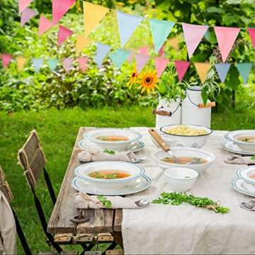 Boao 48 Pieces 4.9 x 6.7 Inch Colorful Pennant Flags Banner Imitated Burlap Bunting Banner Pastel Decor Fabric Triangle Flag for Party Decoration (Blue, Yellow, Rose Red, Pink, Purple, Green)