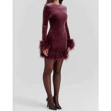 GOOCHEER Women Feather Mini Dress for Party Club Night