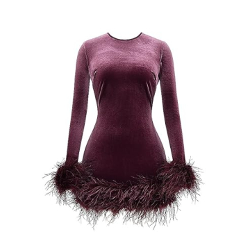 GOOCHEER Women Feather Mini Dress for Party Club Night