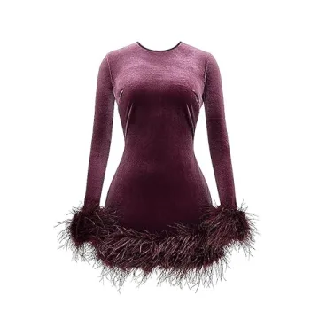 GOOCHEER Women Feather Mini Dress for Party Club Night