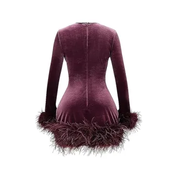 GOOCHEER Women Feather Mini Dress for Party Club Night