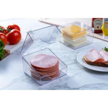 Pikanty Mini Deli Keeper | Food Storage Container with Hinged Lid | Small Cold Cuts and Cheese Organizer for Refrigerator | Dishwasher Safe | Made in USA