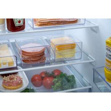 Pikanty Mini Deli Keeper | Food Storage Container with Hinged Lid | Small Cold Cuts and Cheese Organizer for Refrigerator | Dishwasher Safe | Made in USA