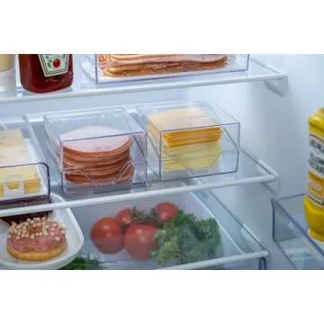 Pikanty Mini Deli Keeper | Food Storage Container with Hinged Lid | Small Cold Cuts and Cheese Organizer for Refrigerator | Dishwasher Safe | Made in USA