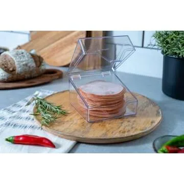 Pikanty Mini Deli Keeper | Food Storage Container with Hinged Lid | Small Cold Cuts and Cheese Organizer for Refrigerator | Dishwasher Safe | Made in USA