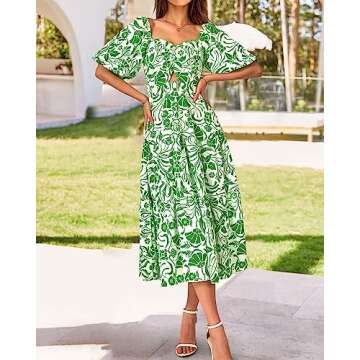 BTFBM Women's Flowy Summer Maxi Dress in Green