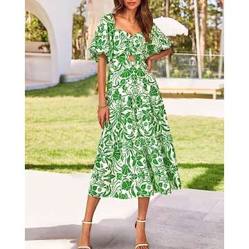 BTFBM Women's Flowy Summer Maxi Dress in Green