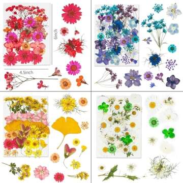 Dried Pressed Flowers, 170+ Pcs Mixed Dried Flowers for Resin, Bulk Natural Dry Floral Resin Fillers...