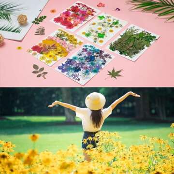 Dried Pressed Flowers, 170+ Pcs Mixed Dried Flowers for Resin, Bulk Natural Dry Floral Resin Fillers Decoration Accessories for DIY Crafts, Scrapbooking
