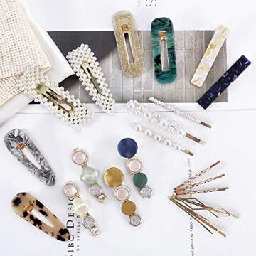 28 Pcs Hair Clips Barrettes for Women Girls, Acrylic Resin Hair Accessories, Sweet Handmade Hair Clips Bobby Pins Hairpin Headwear (20 Piece)