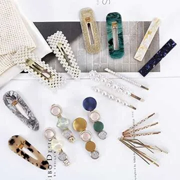 28 Pcs Hair Clips Barrettes for Women Girls, Acrylic Resin Hair Accessories, Sweet Handmade Hair Clips Bobby Pins Hairpin Headwear (20 Piece)