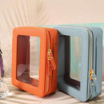 SANHECUN Toiletry bag waterproof cosmetic organizer with with handle large opening for travelling ca...