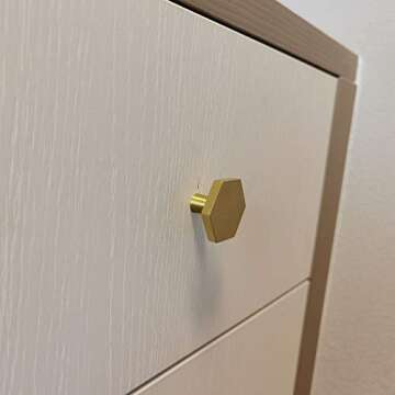 Brushed Brass Hexagon Knobs - Elegant Furniture Hardware