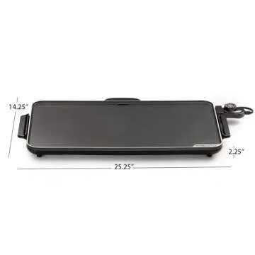 Presto 22-Inch Extra Large Griddle, 22"x 13", Low Profile Design, Ceramic Nonstick, Black 07072 Slimline