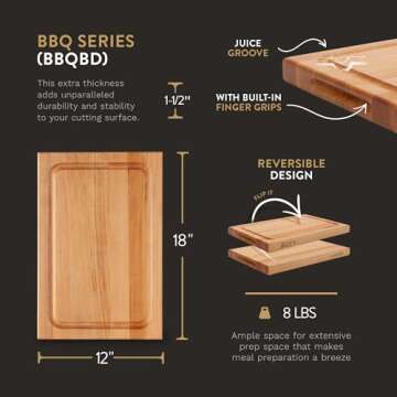 John Boos Block Professional Reversible Cutting Board w/Juice Groove, 18"x12"x1.5", Maple