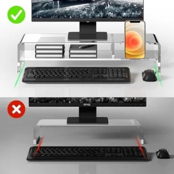 BEYGORM 20" Acrylic Monitor Stand Riser with Storage Shelves