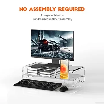 BEYGORM 20" Acrylic Monitor Stand Riser with Storage Shelves