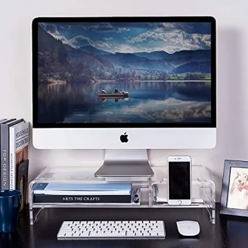 BEYGORM 20" Acrylic Monitor Stand Riser with Storage Shelves
