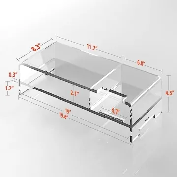 BEYGORM 20" Acrylic Monitor Stand Riser with Storage Shelves