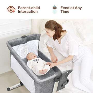 BABY JOY Baby Bedside Crib - Portable & Adjustable Sleeper for Infants