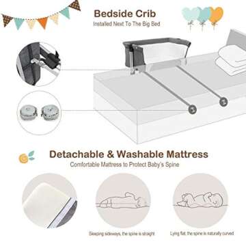 BABY JOY Baby Bedside Crib for Safe Sleep Anywhere