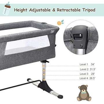 BABY JOY Baby Bedside Crib for Safe Sleep Anywhere