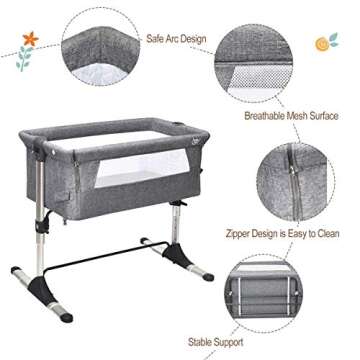 BABY JOY Baby Bedside Crib for Safe Sleep Anywhere