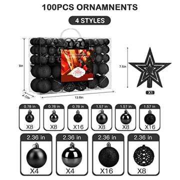 Aitsite 100 Pack Christmas Tree Ornaments Set - Mini Shatterproof Holiday Balls for Christmas
