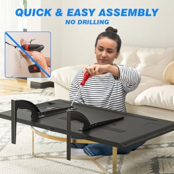 Rfiver Universal Table Top TV Stand Base TV Legs with Height Adjustment fits Most 32-55 Inch LCD LED Flat Screen TVs, Max VESA 800x400 mm, TV Feet Mount Holds up to 88 lbs, Black