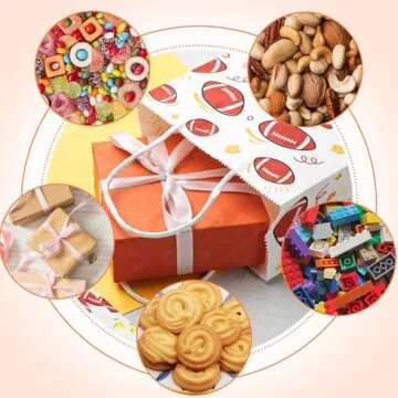 Shindel 16PCS Football Gift Bags, Paper Bags with Handles Football Goodie Bags Super Bowl Party Favor Bags Treat Candy Bags for Kids Birthday Gift Giving Party Supplies