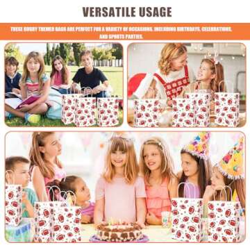 Shindel 16PCS Football Gift Bags, Paper Bags with Handles Football Goodie Bags Super Bowl Party Favor Bags Treat Candy Bags for Kids Birthday Gift Giving Party Supplies