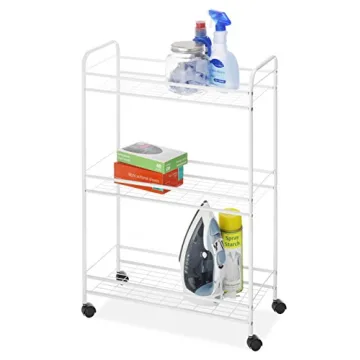 Whitmor Slim Rolling Household Cart - White 30.50 x 9.25 x 20.75