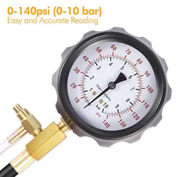 BETOOLL 0-140PSI Fuel Injector Injection Pump Pressure Tester Gauge Kit Car Tools (Master)