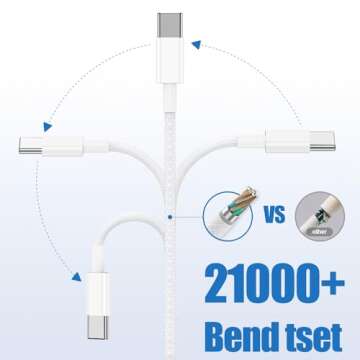 USB C to C Charging Cable 10ft, 60W Fast Type C to C Charger Cord Long for Apple iPhone 16/16 Pro Max/15 Plus/15 Pro Max, MacBook Pro 2021/2020/2019/2018,iPad 12.9/11 inch/Mini/Air 5/4,Samsung Galaxy