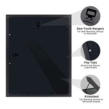 upsimples 11x14 Diploma Frame Certificate Degree Document Frame with High Definition Glass, 8.5 x 11 with Mat for Wall and Tabletop, Black, 2 Pack