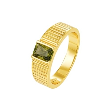 CAITLYNMINIMALIST 18K Gold Baguette Peridot Solitaire Signet Ring for Women Gift for Her (6)