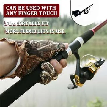 Camo Hunting Gloves Fingerless Turkey Hunting Glove Lightweight Anti-Slip Fishing Gloves Outdoor Hunting Camouflage Gear Archery Accessories for Men Women