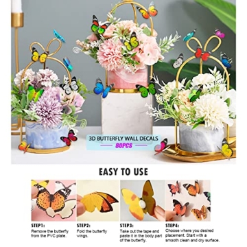80pcs Butterfly Wall Decor - Vibrant Removable Mural Stickers