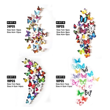 80pcs Butterfly Wall Decor - Vibrant Removable Mural Stickers