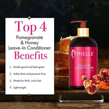 Mielle Organics Pomegranate & Honey Leave-In Conditioner for Thick, Curly Type 4 Hair, Moisturizing ...