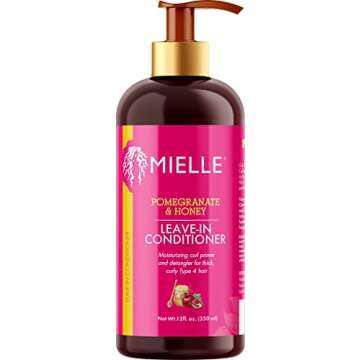 Mielle Organics Pomegranate & Honey Leave-In Conditioner for Thick, Curly Type 4 Hair, Moisturizing Curl Primer, and Detangler, Prevents Frizz, for Damaged Hair, Easy to Apply