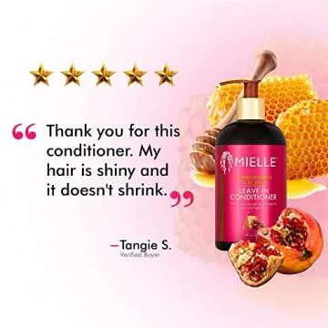 Mielle Organics Pomegranate & Honey Leave-In Conditioner for Thick, Curly Type 4 Hair, Moisturizing Curl Primer, and Detangler, Prevents Frizz, for Damaged Hair, Easy to Apply