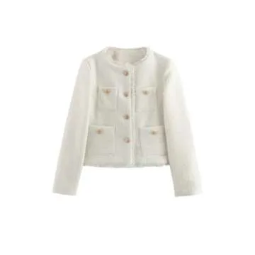 Chouyatou Women's Elegant Tweed Jacket for Fall